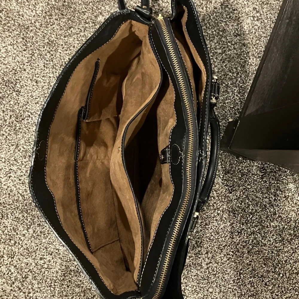 Liz Claiborne Black Leather Briefcase Laptop Bag